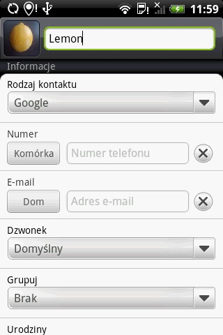 HTC Hero - kontakt