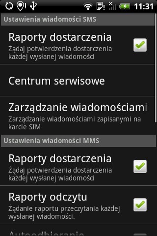 Htc Hero - wiadomość