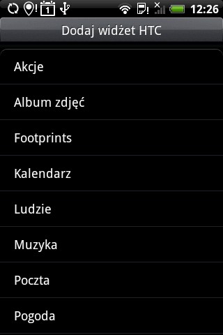 HTC Hero - widżet