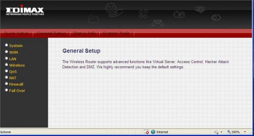 Edimax 3G-6210n - Ustawienia