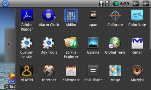 Test tPAD-780 - wysuwane Menu