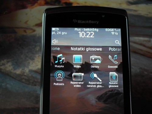 Test BlackBerry Torch 9800 - Menu podręczne, Notatki głosowe