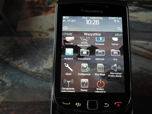 Test BlackBerry Torch 9800 - Menu główne