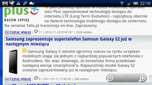 Test Sony Ericsson X10 z Androidem 2.1 - Przeglądarka Internetowa
