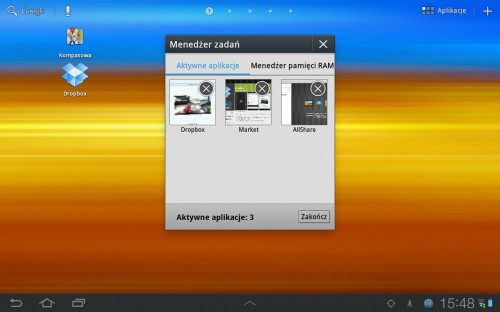 Samsung Galaxy Tab 8.9 LTE - Menedżer zadań