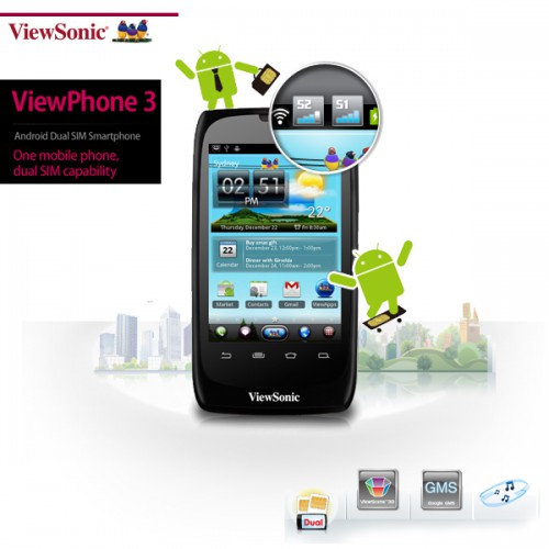 Smartfon Android 3G ViewPhone 3 z aparatem 5MP, GPS, podwójnym gniazdem SIM
