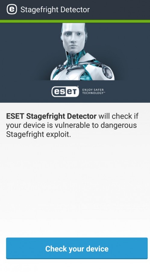 ESET Stagefright Detector - widok po otworzeniu aplikacji