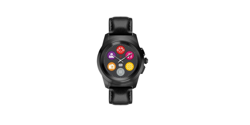 ZeTime Premium Brushed black Black flat leather Front view Menu2