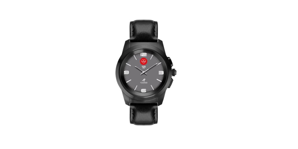 ZeTime Premium Brushed black Black flat leather Front view Watchface
