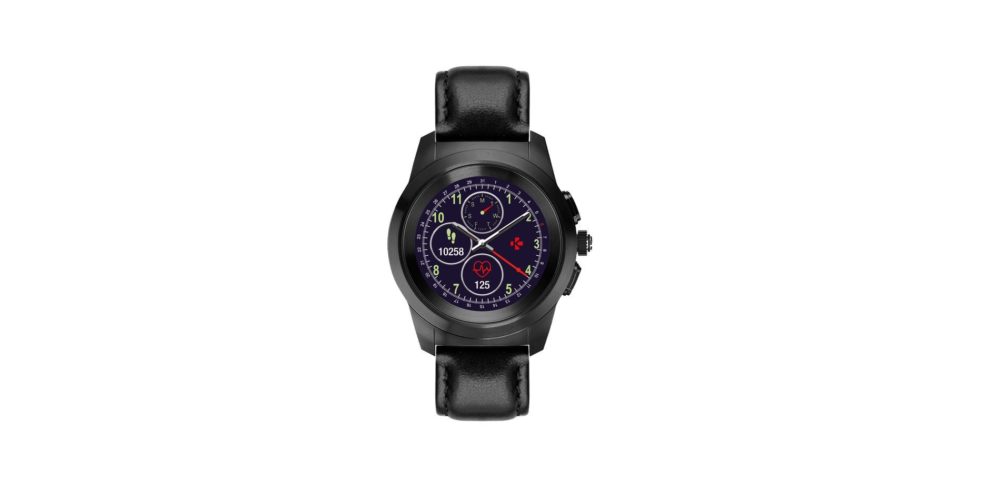 ZeTime Premium Brushed black Black flat leather Front view Watchface12