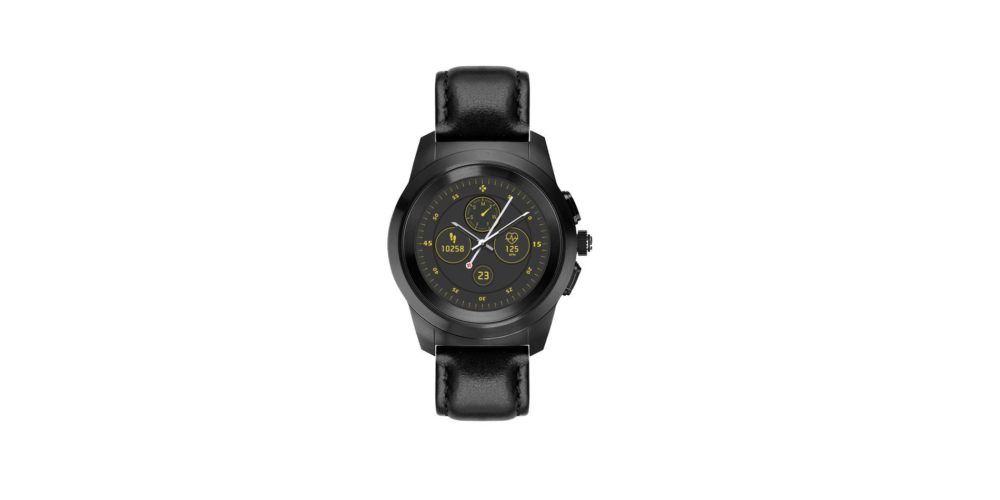 ZeTime Premium Brushed black Black flat leather Front view Watchface2
