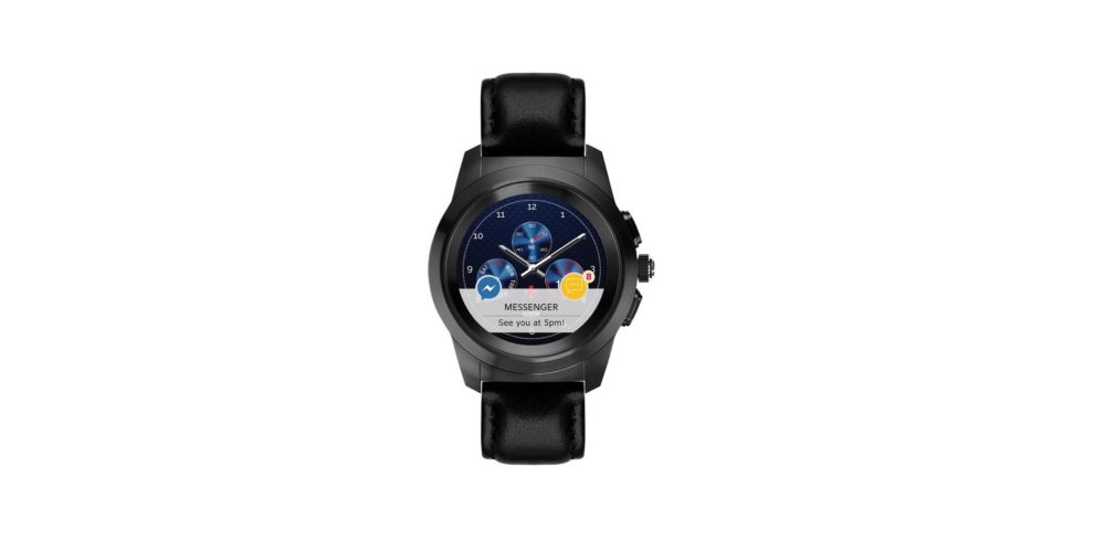 ZeTime Premium Brushed black Black flat leather Front view Watchface9
